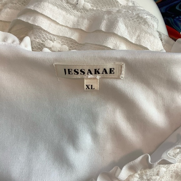 Jessakae Elegant White Lace Short Sleeve Dress - Picture 6 of 9